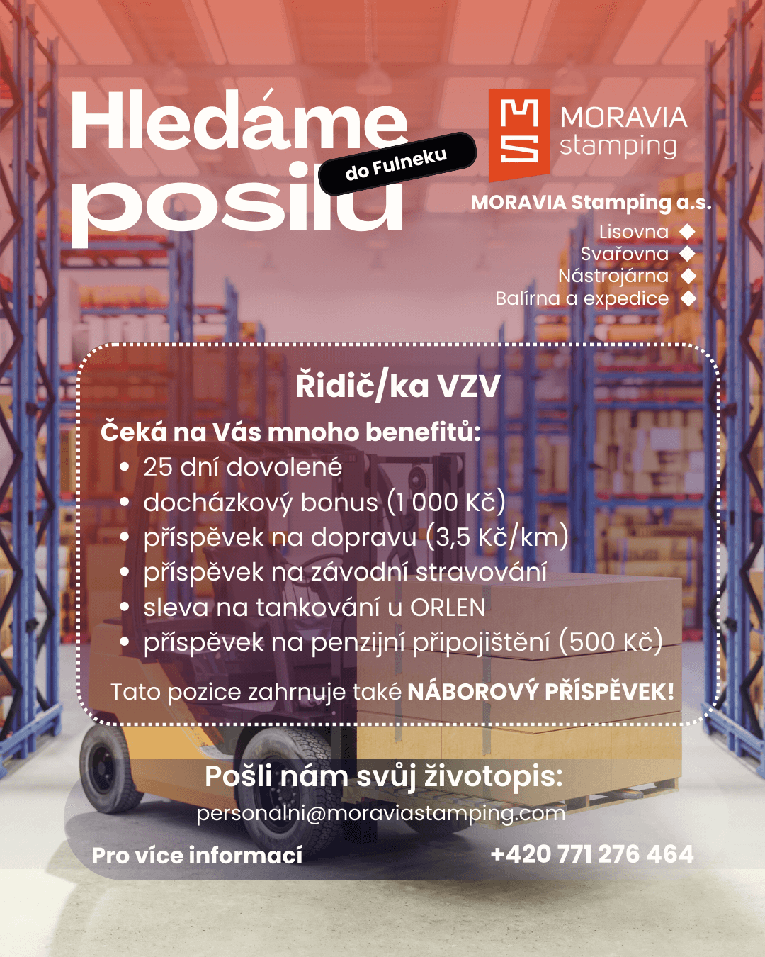 Letáček na pozici Řidič VZV