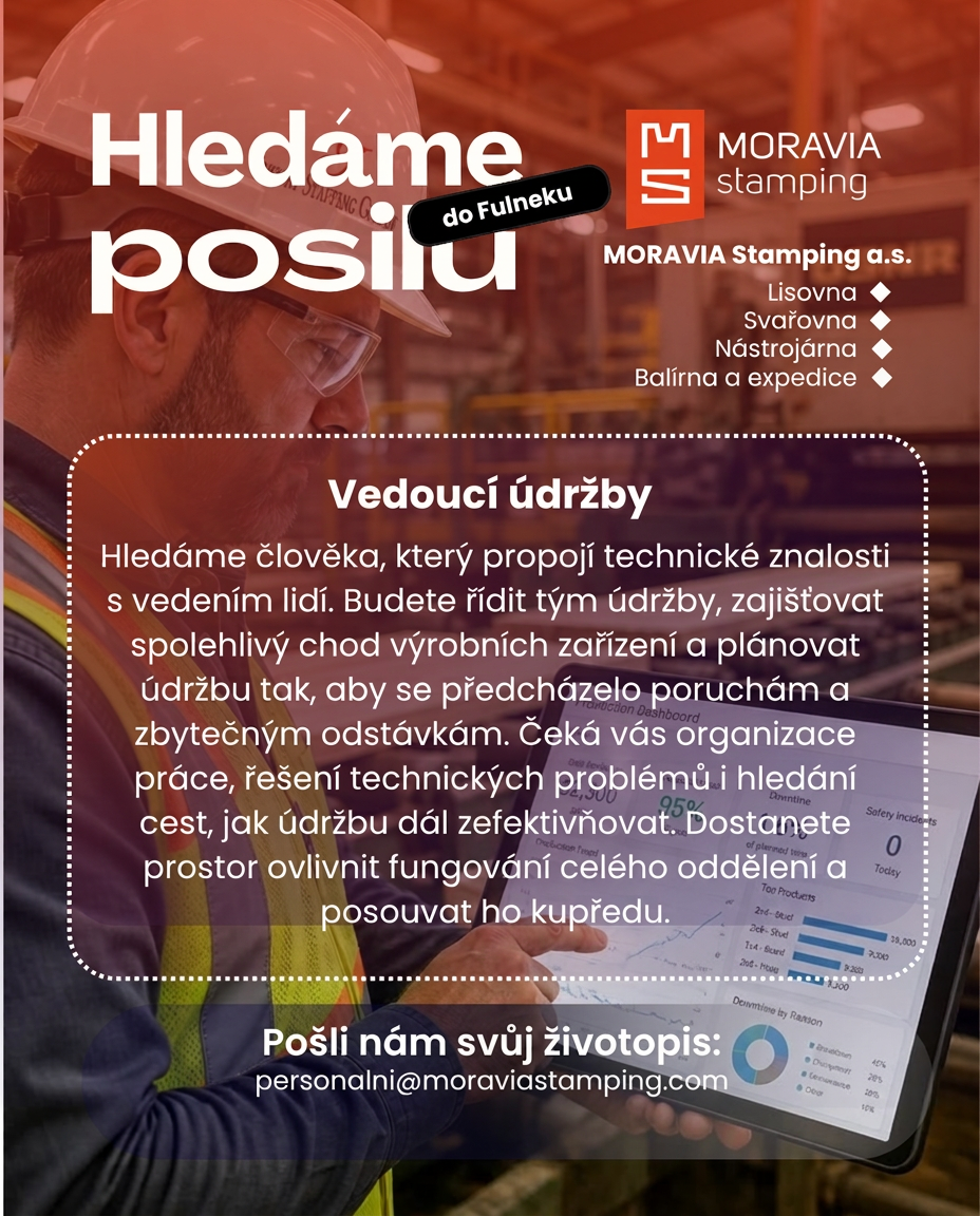 Náborový plakát na pozici Vedoucí údržby